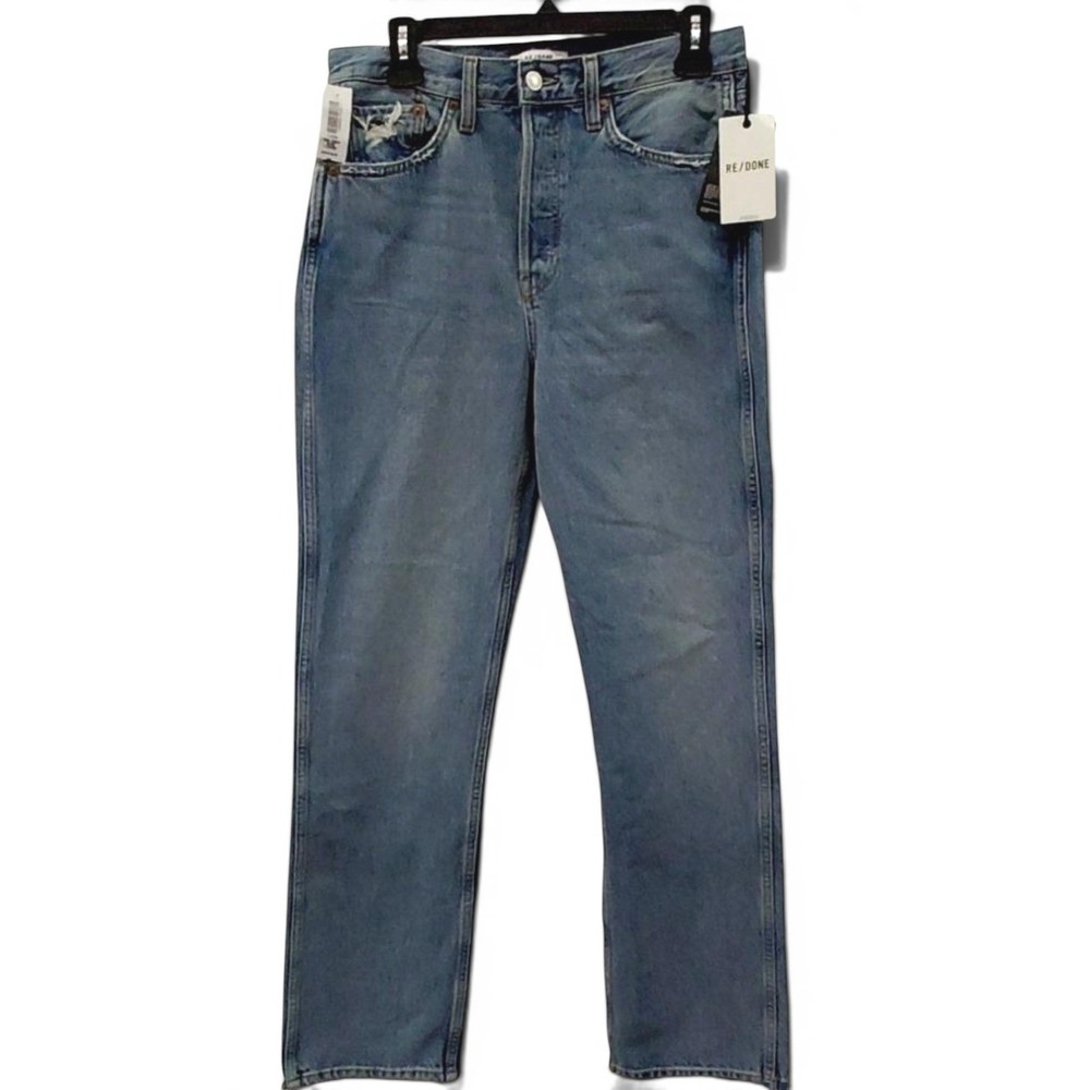RE/DONE 90s High Rise Loose Jeans Womens 28‎ Worn Blue Button Fly Denim NWT